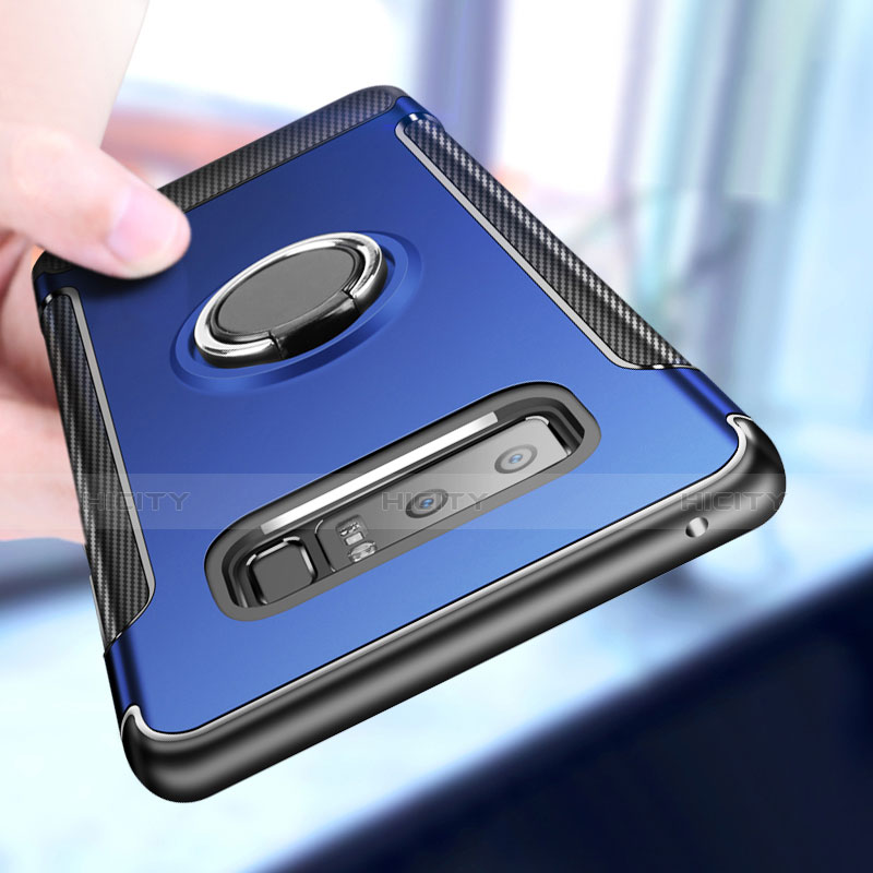 Silikon Hülle Handyhülle und Kunststoff Schutzhülle mit Fingerring Ständer A01 für Samsung Galaxy Note 8 Blau groß