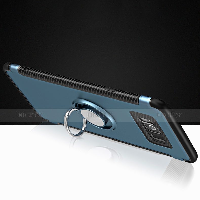 Silikon Hülle Handyhülle und Kunststoff Schutzhülle mit Fingerring Ständer A01 für Samsung Galaxy S8 Plus Blau
