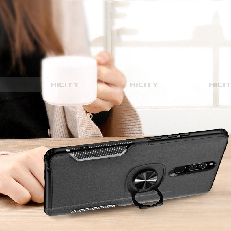 Silikon Hülle Handyhülle und Kunststoff Schutzhülle mit Fingerring Ständer für Xiaomi Redmi 8 Schwarz