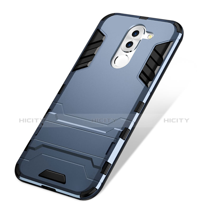 Silikon Hülle Handyhülle und Kunststoff Schutzhülle mit Ständer für Huawei GR5 (2017) Blau groß