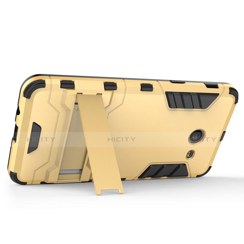 Silikon Hülle Handyhülle und Kunststoff Schutzhülle mit Ständer für Samsung Galaxy J5 (2017) Version Americaine Gold groß