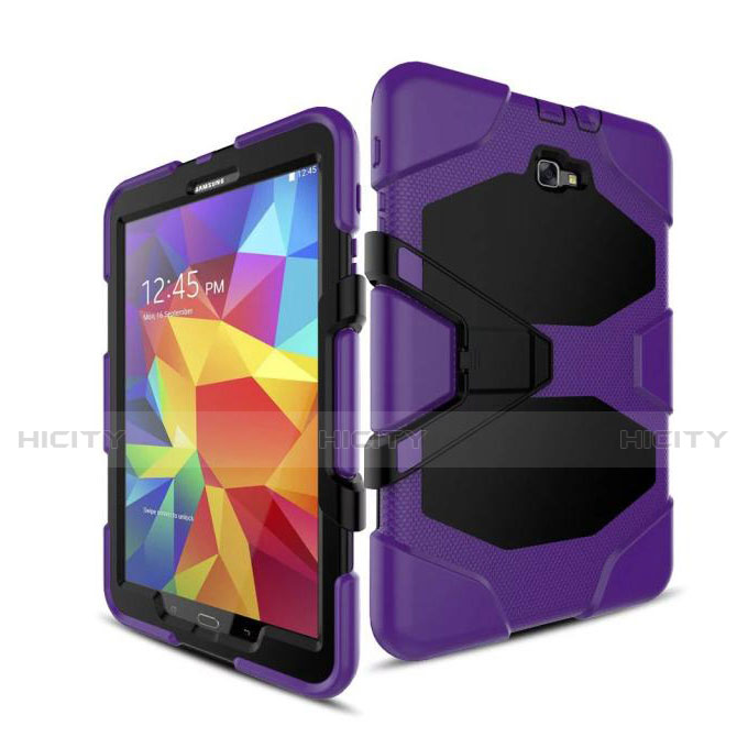 Silikon Hülle Handyhülle und Kunststoff Schutzhülle mit Ständer für Samsung Galaxy Tab A6 10.1 SM-T580 SM-T585 Violett