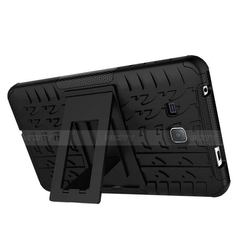 Silikon Hülle Handyhülle und Kunststoff Schutzhülle mit Ständer für Samsung Galaxy Tab A6 7.0 SM-T280 SM-T285 Schwarz groß