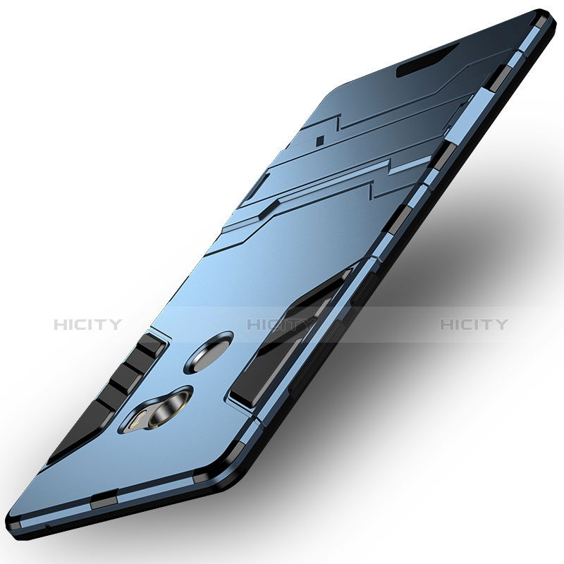 Silikon Hülle Handyhülle und Kunststoff Schutzhülle mit Ständer für Xiaomi Mi Mix 2 Blau Plus