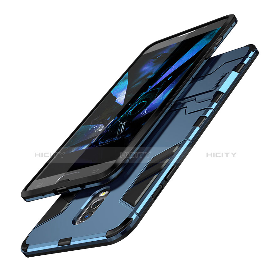 Silikon Hülle Handyhülle und Kunststoff Schutzhülle mit Ständer W01 für Samsung Galaxy C8 C710F Cyan groß