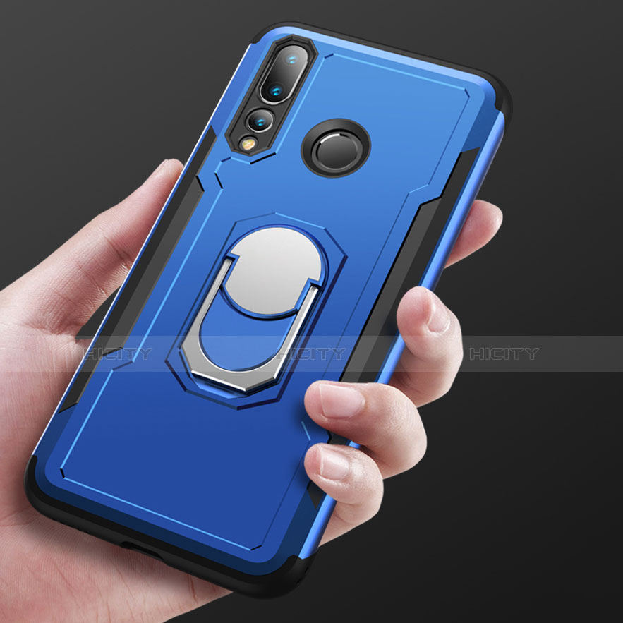Silikon Hülle Handyhülle und Kunststoff Schutzhülle Tasche mit Fingerring Ständer A01 für Huawei Nova 4 groß