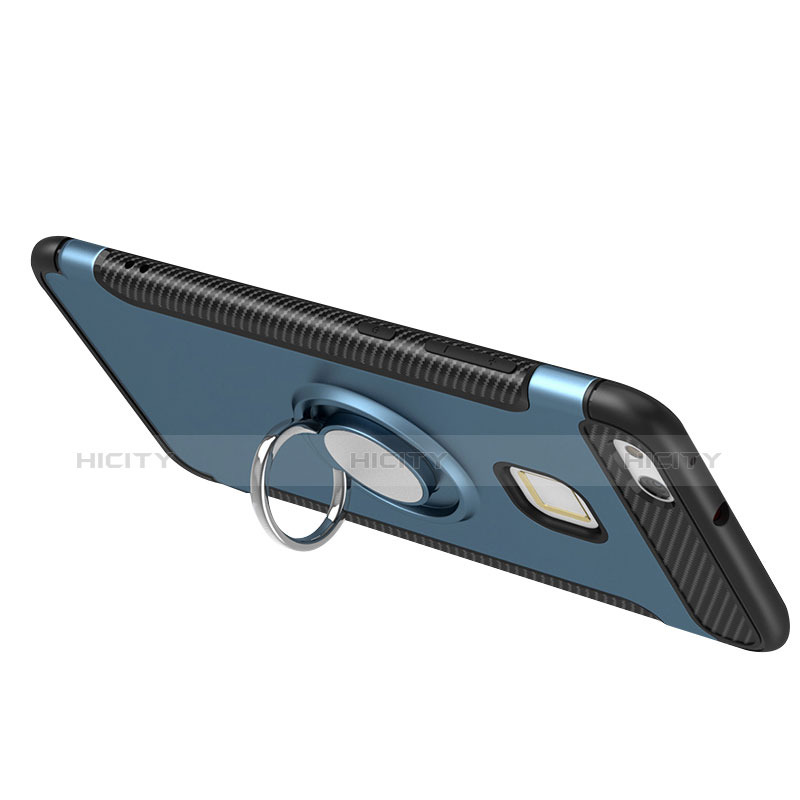 Silikon Hülle Handyhülle und Kunststoff Schutzhülle Tasche mit Fingerring Ständer für Huawei GR3 (2017) groß