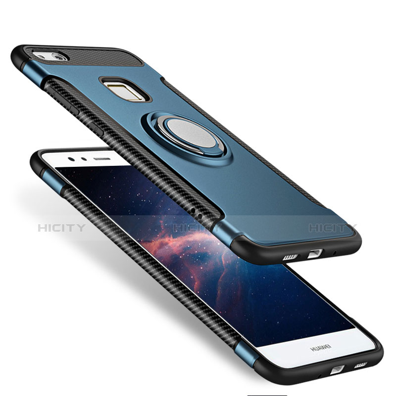 Silikon Hülle Handyhülle und Kunststoff Schutzhülle Tasche mit Fingerring Ständer für Huawei Honor 8 Lite