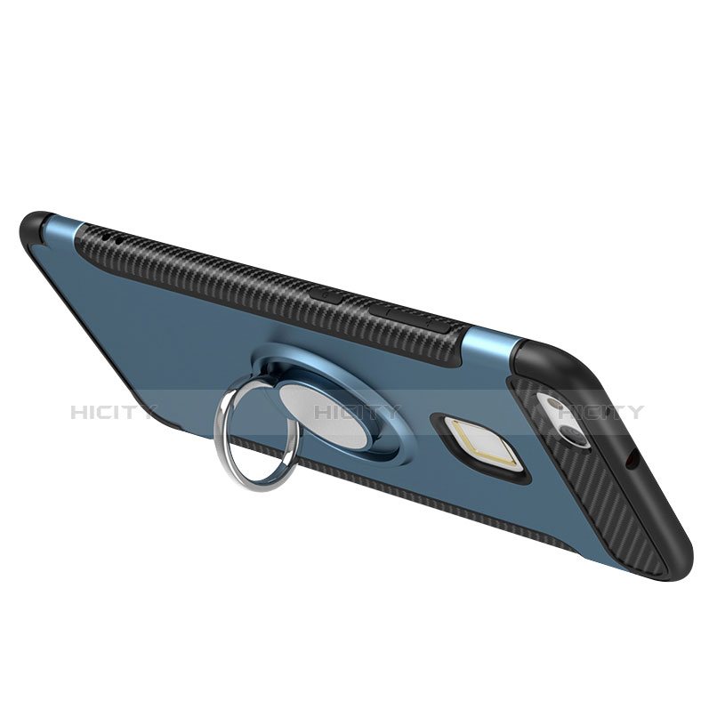 Silikon Hülle Handyhülle und Kunststoff Schutzhülle Tasche mit Fingerring Ständer für Huawei P10 Lite groß
