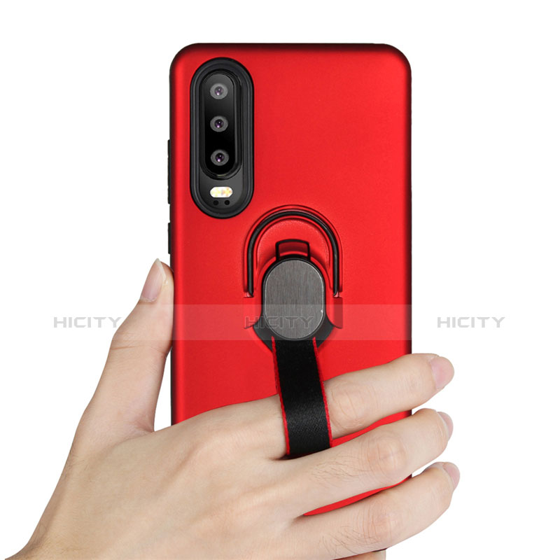 Silikon Hülle Handyhülle und Kunststoff Schutzhülle Tasche mit Fingerring Ständer für Huawei P30