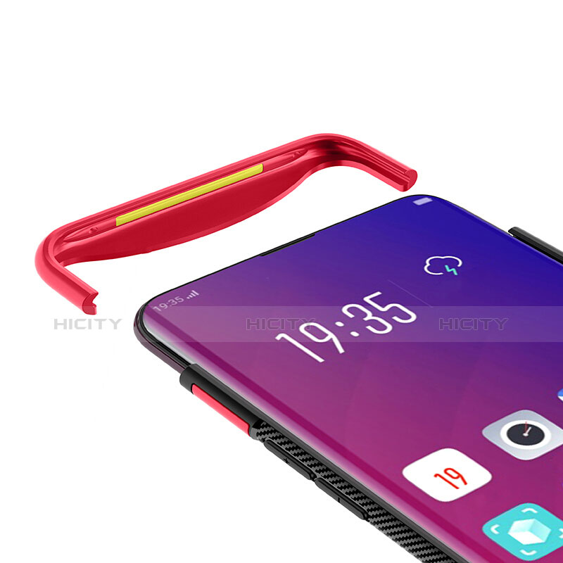 Silikon Hülle Handyhülle und Kunststoff Schutzhülle Tasche mit Fingerring Ständer für Oppo Find X Super Flash Edition groß