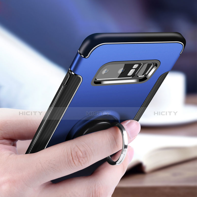 Silikon Hülle Handyhülle und Kunststoff Schutzhülle Tasche mit Fingerring Ständer für Samsung Galaxy Note 8