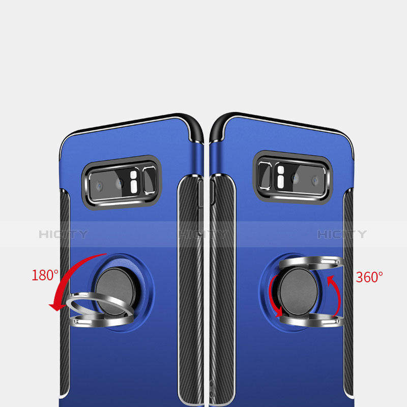 Silikon Hülle Handyhülle und Kunststoff Schutzhülle Tasche mit Fingerring Ständer für Samsung Galaxy Note 8 groß
