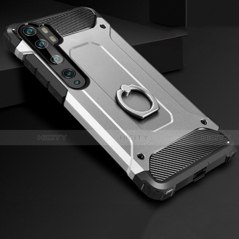 Silikon Hülle Handyhülle und Kunststoff Schutzhülle Tasche mit Fingerring Ständer H01 für Xiaomi Mi Note 10