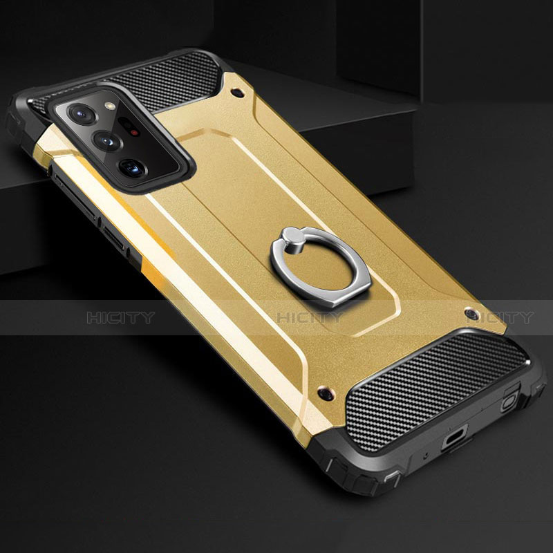 Silikon Hülle Handyhülle und Kunststoff Schutzhülle Tasche mit Fingerring Ständer N01 für Samsung Galaxy Note 20 Ultra 5G