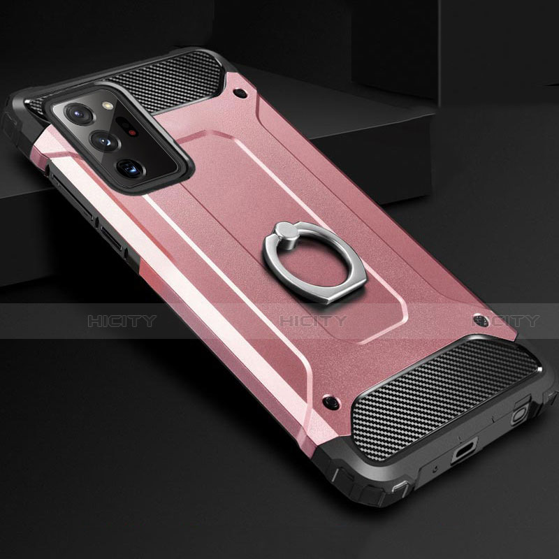 Silikon Hülle Handyhülle und Kunststoff Schutzhülle Tasche mit Fingerring Ständer N01 für Samsung Galaxy Note 20 Ultra 5G