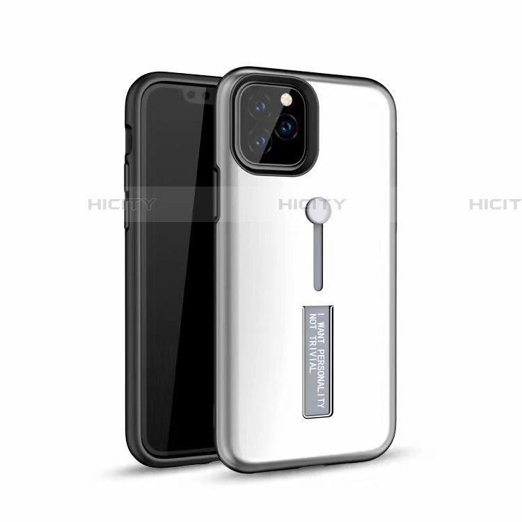 Silikon Hülle Handyhülle und Kunststoff Schutzhülle Tasche mit Fingerring Ständer S01 für Apple iPhone 11 Pro Max groß