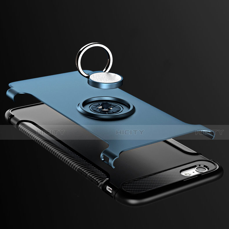 Silikon Hülle Handyhülle und Kunststoff Schutzhülle Tasche mit Fingerring Ständer S01 für Apple iPhone 7 groß