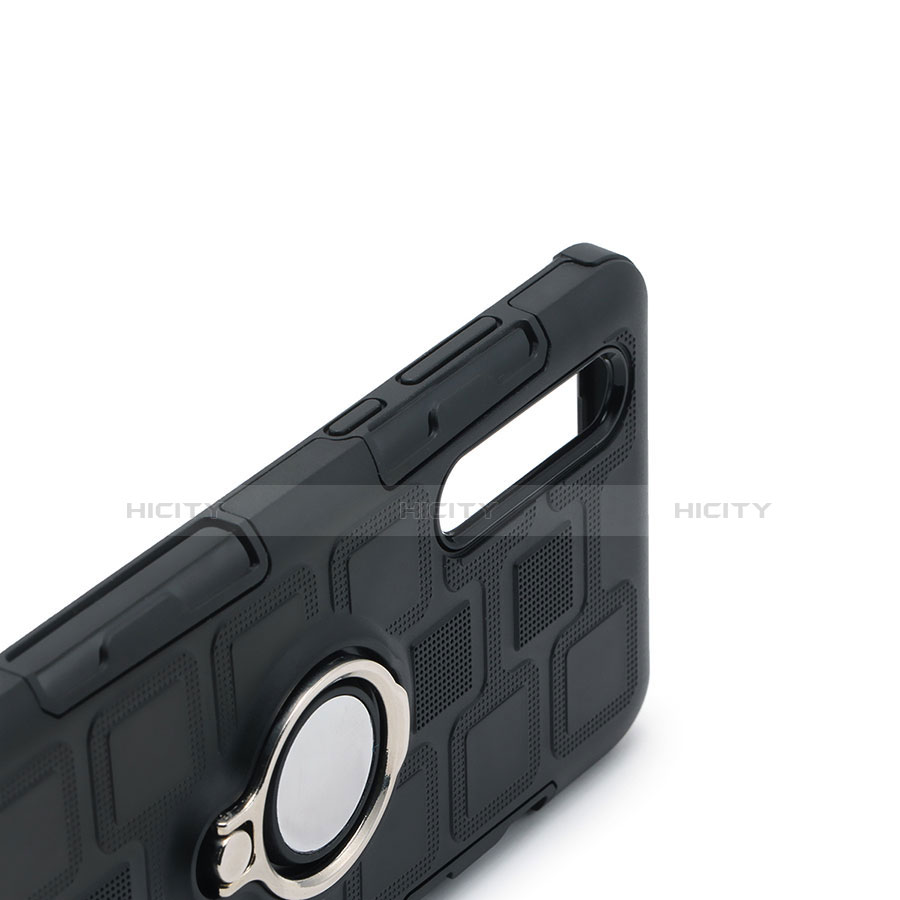 Silikon Hülle Handyhülle und Kunststoff Schutzhülle Tasche mit Fingerring Ständer S01 für Huawei P30 groß