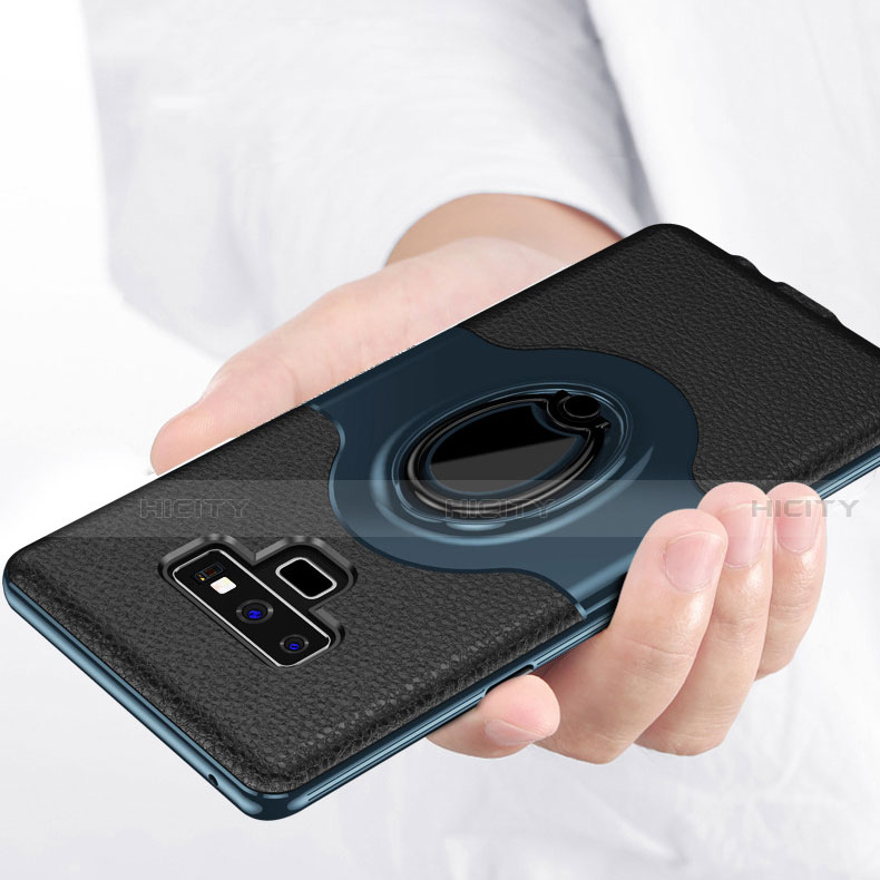 Silikon Hülle Handyhülle und Kunststoff Schutzhülle Tasche mit Fingerring Ständer S01 für Samsung Galaxy Note 9 groß