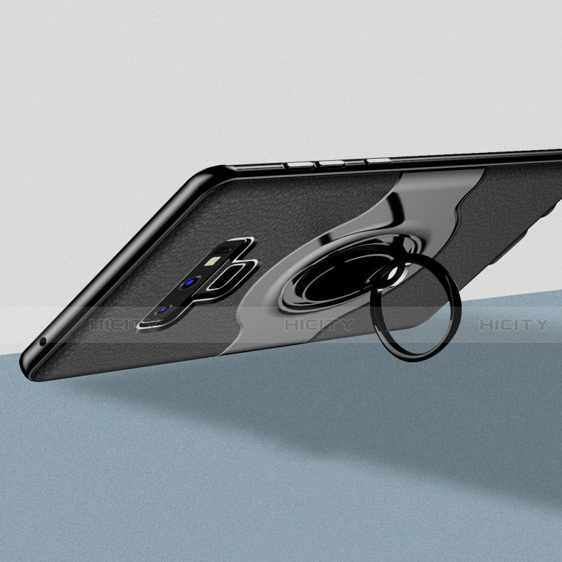 Silikon Hülle Handyhülle und Kunststoff Schutzhülle Tasche mit Fingerring Ständer S01 für Samsung Galaxy Note 9 groß