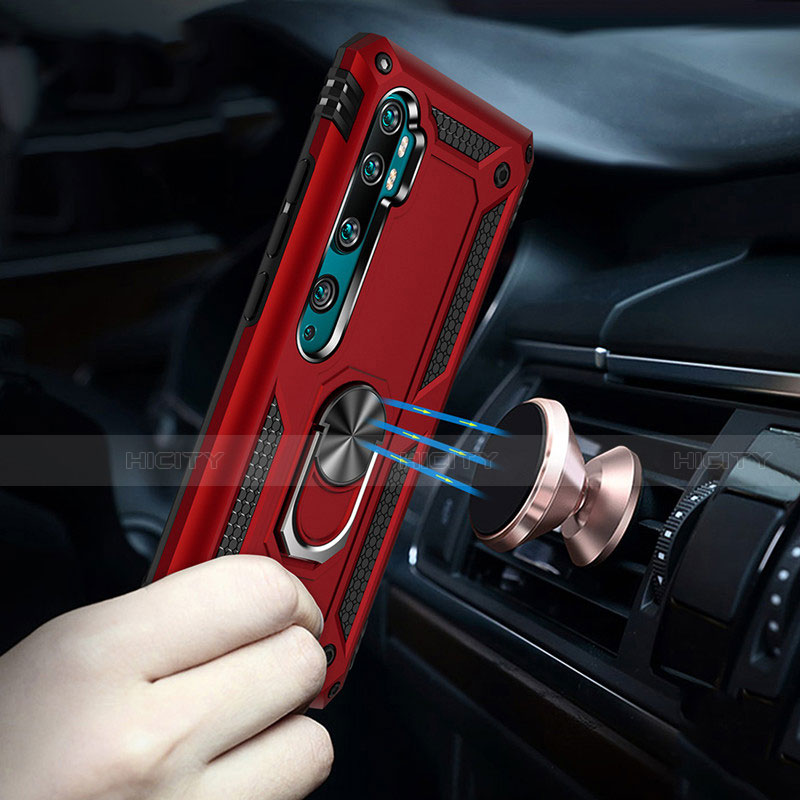 Silikon Hülle Handyhülle und Kunststoff Schutzhülle Tasche mit Magnetisch Fingerring Ständer D01 für Xiaomi Mi Note 10