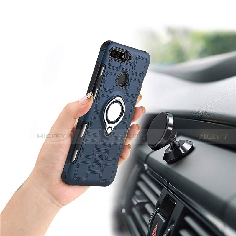 Silikon Hülle Handyhülle und Kunststoff Schutzhülle Tasche mit Magnetisch Fingerring Ständer für Huawei Honor 7A