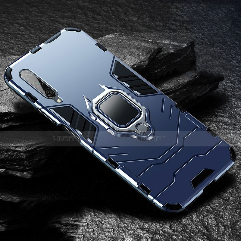 Silikon Hülle Handyhülle und Kunststoff Schutzhülle Tasche mit Magnetisch Fingerring Ständer für Huawei Honor 9X Pro