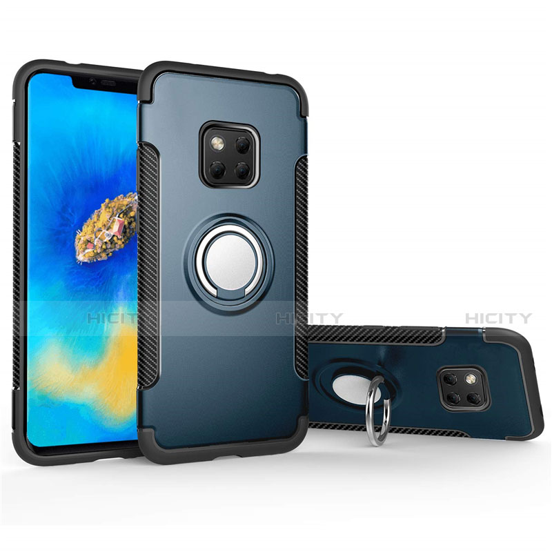 Silikon Hülle Handyhülle und Kunststoff Schutzhülle Tasche mit Magnetisch Fingerring Ständer für Huawei Mate 20 Pro groß