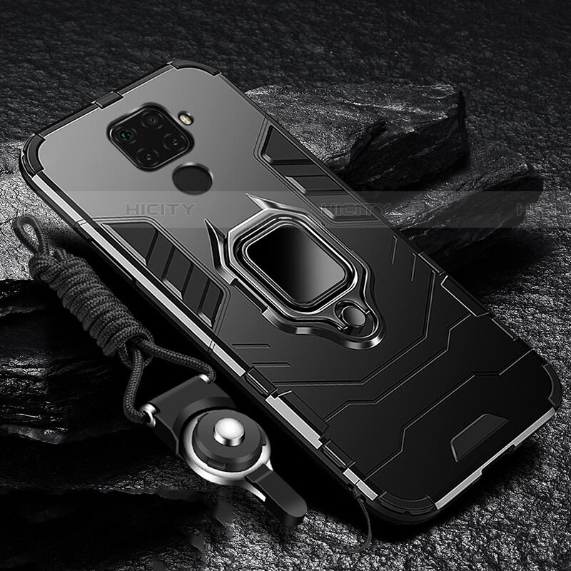 Silikon Hülle Handyhülle und Kunststoff Schutzhülle Tasche mit Magnetisch Fingerring Ständer für Huawei Mate 30 Lite groß