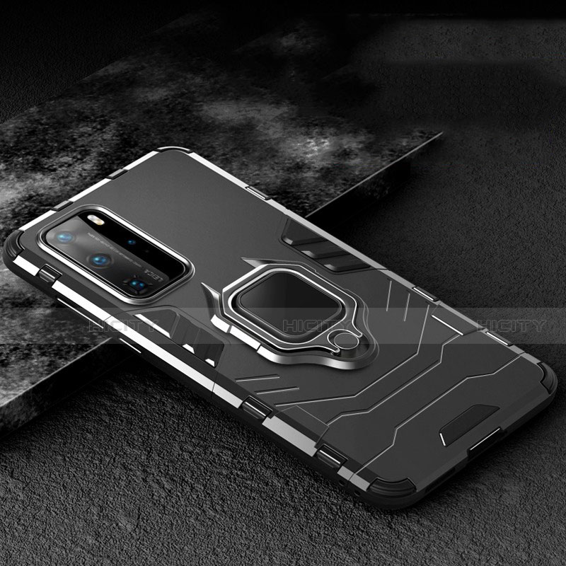 Silikon Hülle Handyhülle und Kunststoff Schutzhülle Tasche mit Magnetisch Fingerring Ständer für Huawei P40 Pro