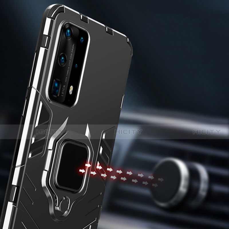 Silikon Hülle Handyhülle und Kunststoff Schutzhülle Tasche mit Magnetisch Fingerring Ständer für Huawei P40 Pro+ Plus