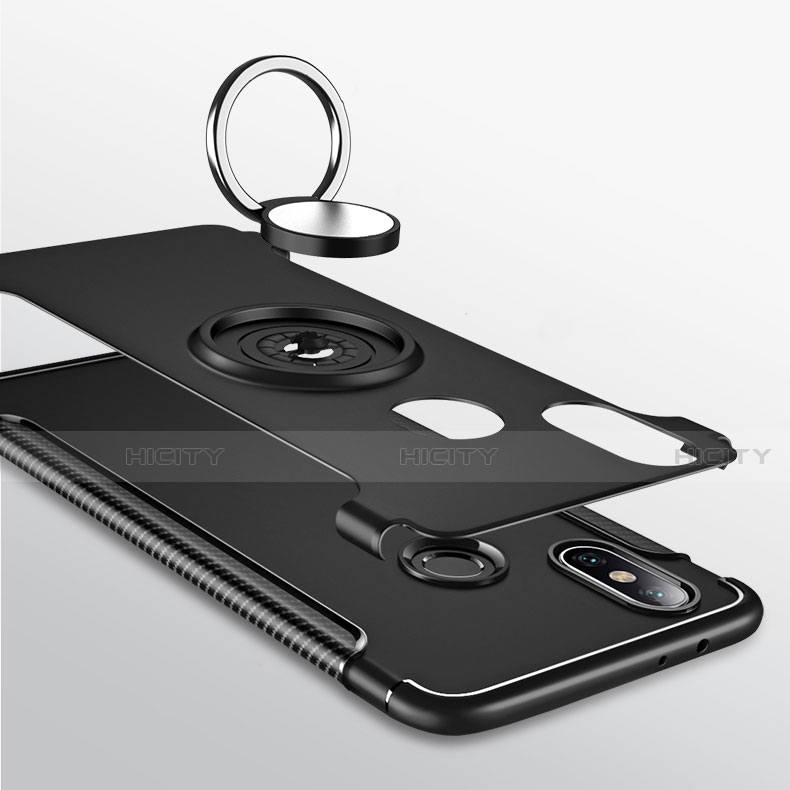 Silikon Hülle Handyhülle und Kunststoff Schutzhülle Tasche mit Magnetisch Fingerring Ständer für Xiaomi Mi 8