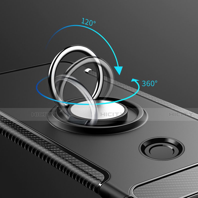 Silikon Hülle Handyhülle und Kunststoff Schutzhülle Tasche mit Magnetisch Fingerring Ständer für Xiaomi Mi 8 Lite