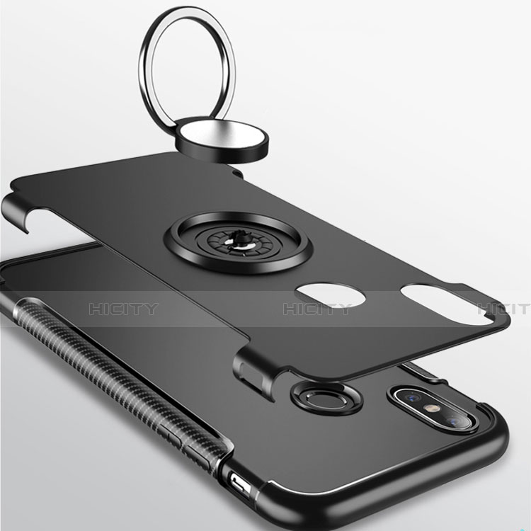 Silikon Hülle Handyhülle und Kunststoff Schutzhülle Tasche mit Magnetisch Fingerring Ständer für Xiaomi Mi A2 Lite groß