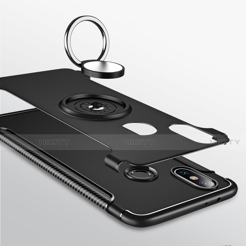 Silikon Hülle Handyhülle und Kunststoff Schutzhülle Tasche mit Magnetisch Fingerring Ständer für Xiaomi Mi Max 3 groß