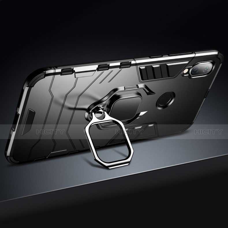 Silikon Hülle Handyhülle und Kunststoff Schutzhülle Tasche mit Magnetisch Fingerring Ständer für Xiaomi Redmi 7 groß