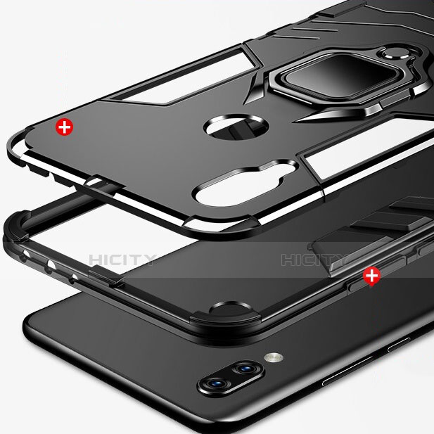 Silikon Hülle Handyhülle und Kunststoff Schutzhülle Tasche mit Magnetisch Fingerring Ständer für Xiaomi Redmi 7 groß