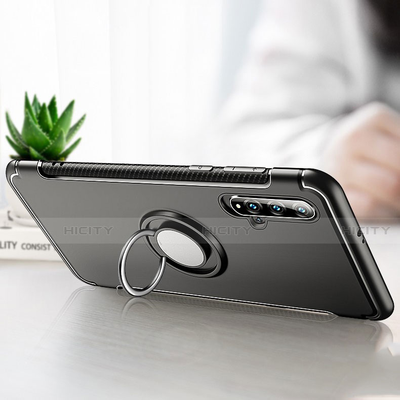 Silikon Hülle Handyhülle und Kunststoff Schutzhülle Tasche mit Magnetisch Fingerring Ständer R01 für Huawei Honor 20