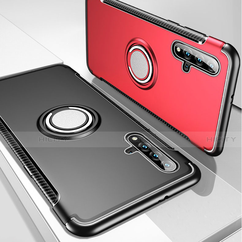 Silikon Hülle Handyhülle und Kunststoff Schutzhülle Tasche mit Magnetisch Fingerring Ständer R01 für Huawei Honor 20S groß