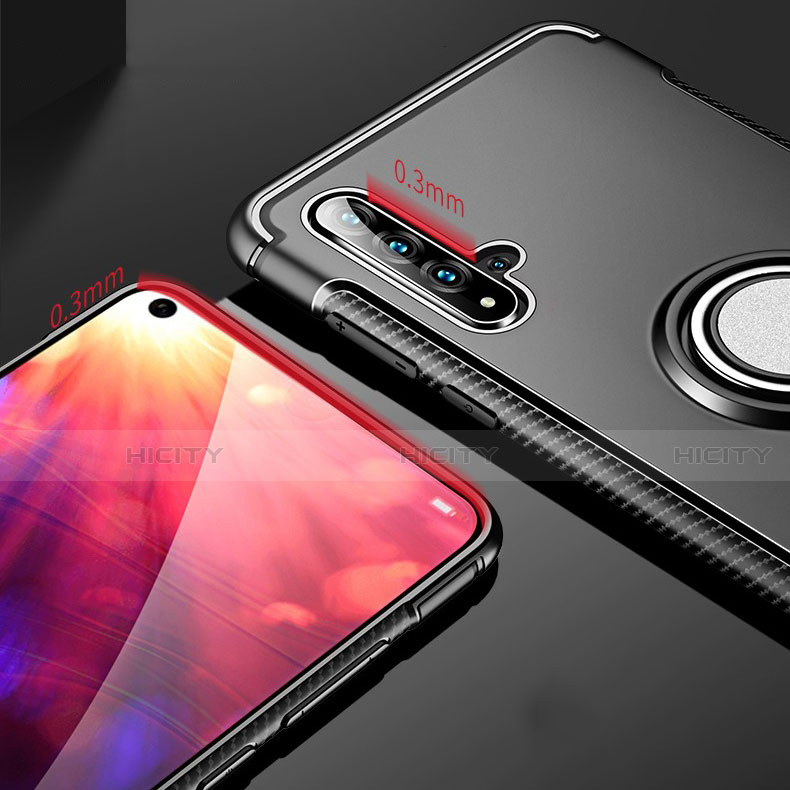 Silikon Hülle Handyhülle und Kunststoff Schutzhülle Tasche mit Magnetisch Fingerring Ständer R01 für Huawei Honor 20S groß