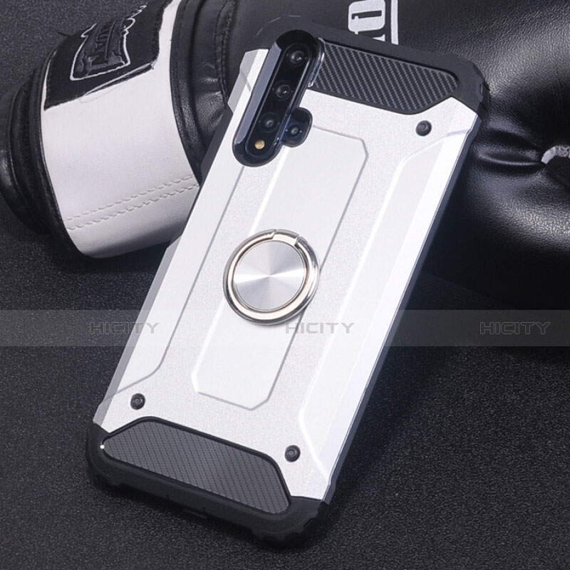 Silikon Hülle Handyhülle und Kunststoff Schutzhülle Tasche mit Magnetisch Fingerring Ständer R01 für Huawei Nova 5 groß