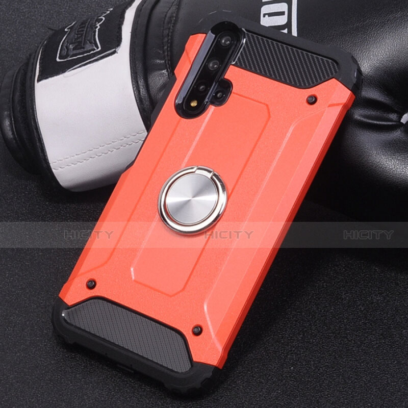 Silikon Hülle Handyhülle und Kunststoff Schutzhülle Tasche mit Magnetisch Fingerring Ständer R01 für Huawei Nova 5 Pro Rot Plus
