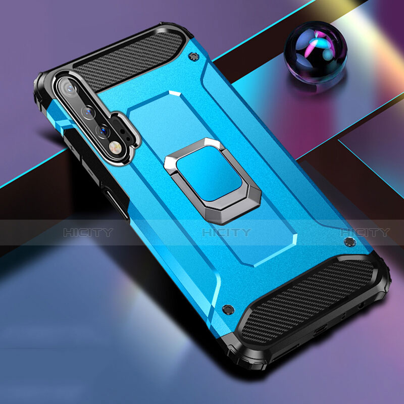 Silikon Hülle Handyhülle und Kunststoff Schutzhülle Tasche mit Magnetisch Fingerring Ständer R01 für Huawei Nova 6 5G groß