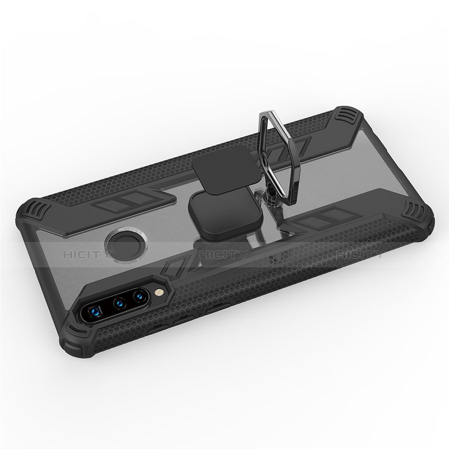 Silikon Hülle Handyhülle und Kunststoff Schutzhülle Tasche mit Magnetisch Fingerring Ständer R01 für Huawei P30 Lite