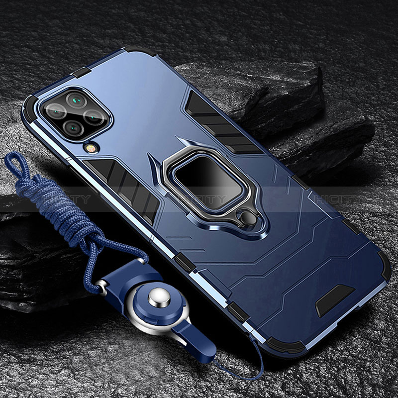 Silikon Hülle Handyhülle und Kunststoff Schutzhülle Tasche mit Magnetisch Fingerring Ständer R01 für Samsung Galaxy A12 Nacho
