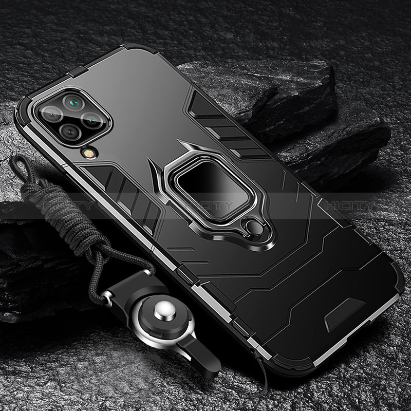 Silikon Hülle Handyhülle und Kunststoff Schutzhülle Tasche mit Magnetisch Fingerring Ständer R01 für Samsung Galaxy A12 Nacho