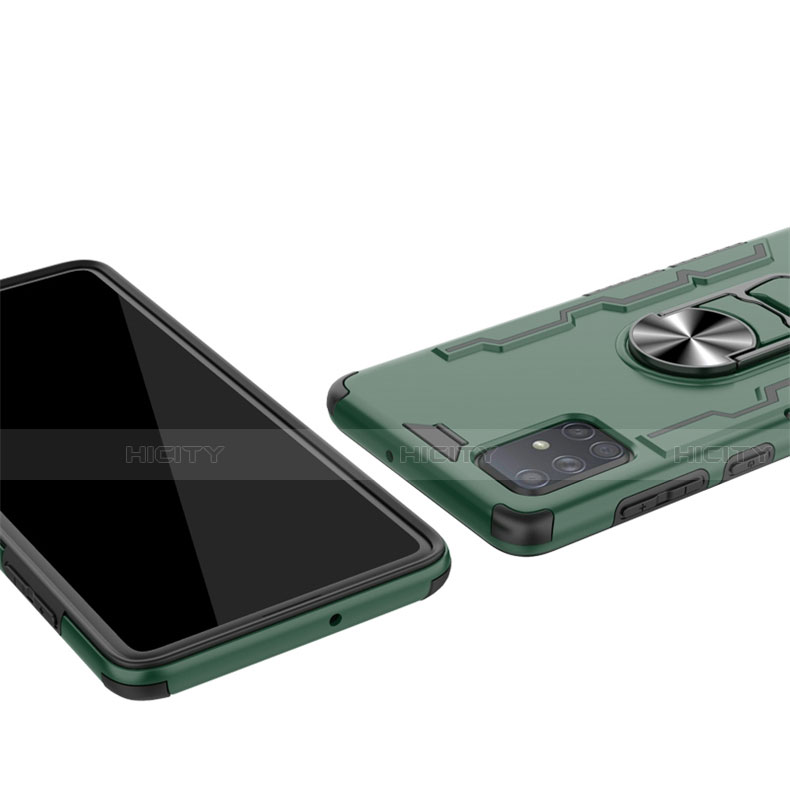 Silikon Hülle Handyhülle und Kunststoff Schutzhülle Tasche mit Magnetisch Fingerring Ständer R01 für Samsung Galaxy A51 5G