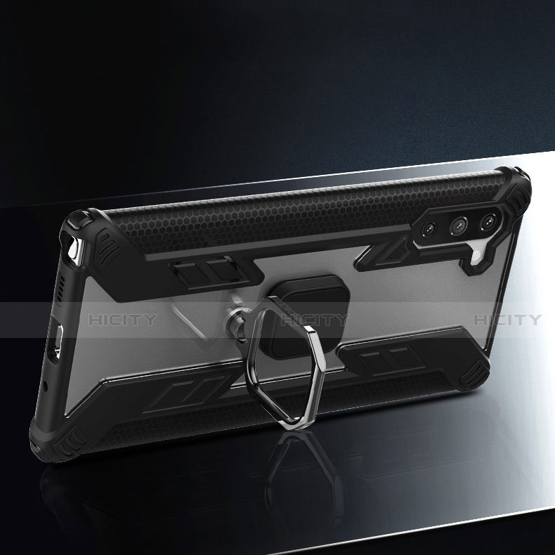 Silikon Hülle Handyhülle und Kunststoff Schutzhülle Tasche mit Magnetisch Fingerring Ständer R01 für Samsung Galaxy Note 10 5G
