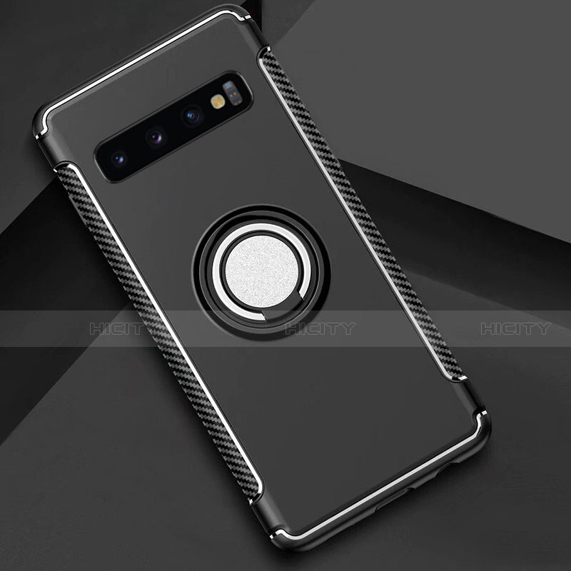 Silikon Hülle Handyhülle und Kunststoff Schutzhülle Tasche mit Magnetisch Fingerring Ständer R01 für Samsung Galaxy S10 Plus